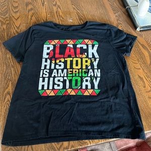 Woman’s Black History tee, size Large.